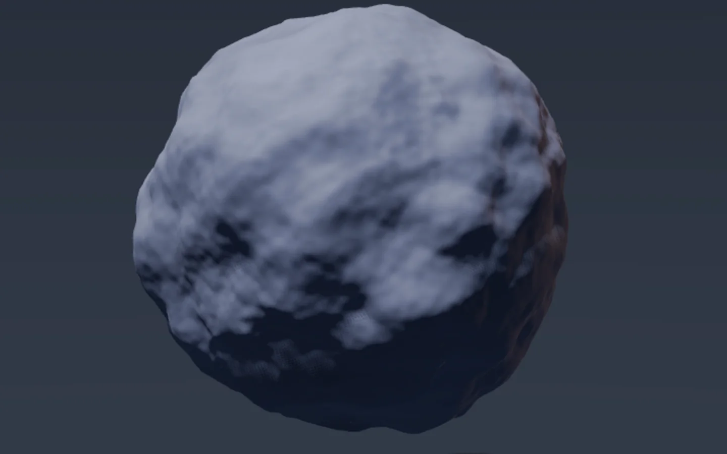 Sonda: a suspended rock asset in a measured scene with audit overlay